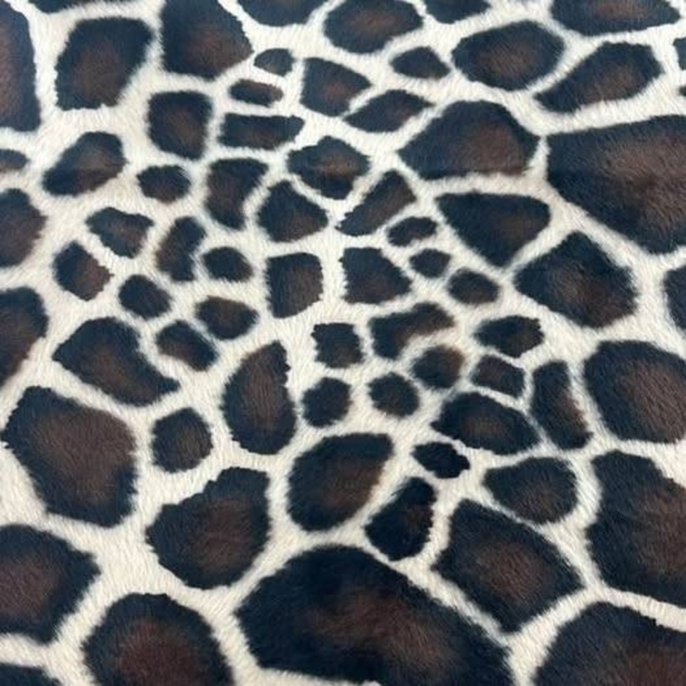 Giraffe Print Faux Fur Fabric Soft Animal Spotted Pattern Remnant 17 x 44
